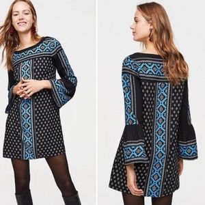 Loft XSP Mosaic bell sleeve shift dress